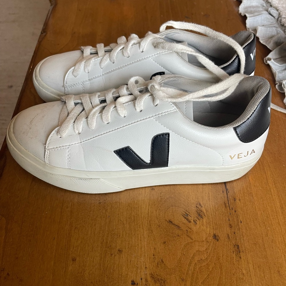 Veja White Sneakers with Black Details